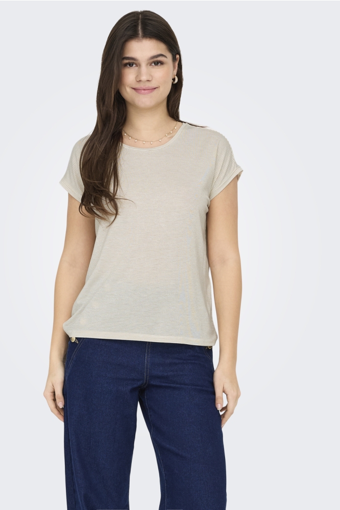 ONLCLAUDIA S/S GLITTER STRIPE TOP J 15318422 CLOUD DANCER